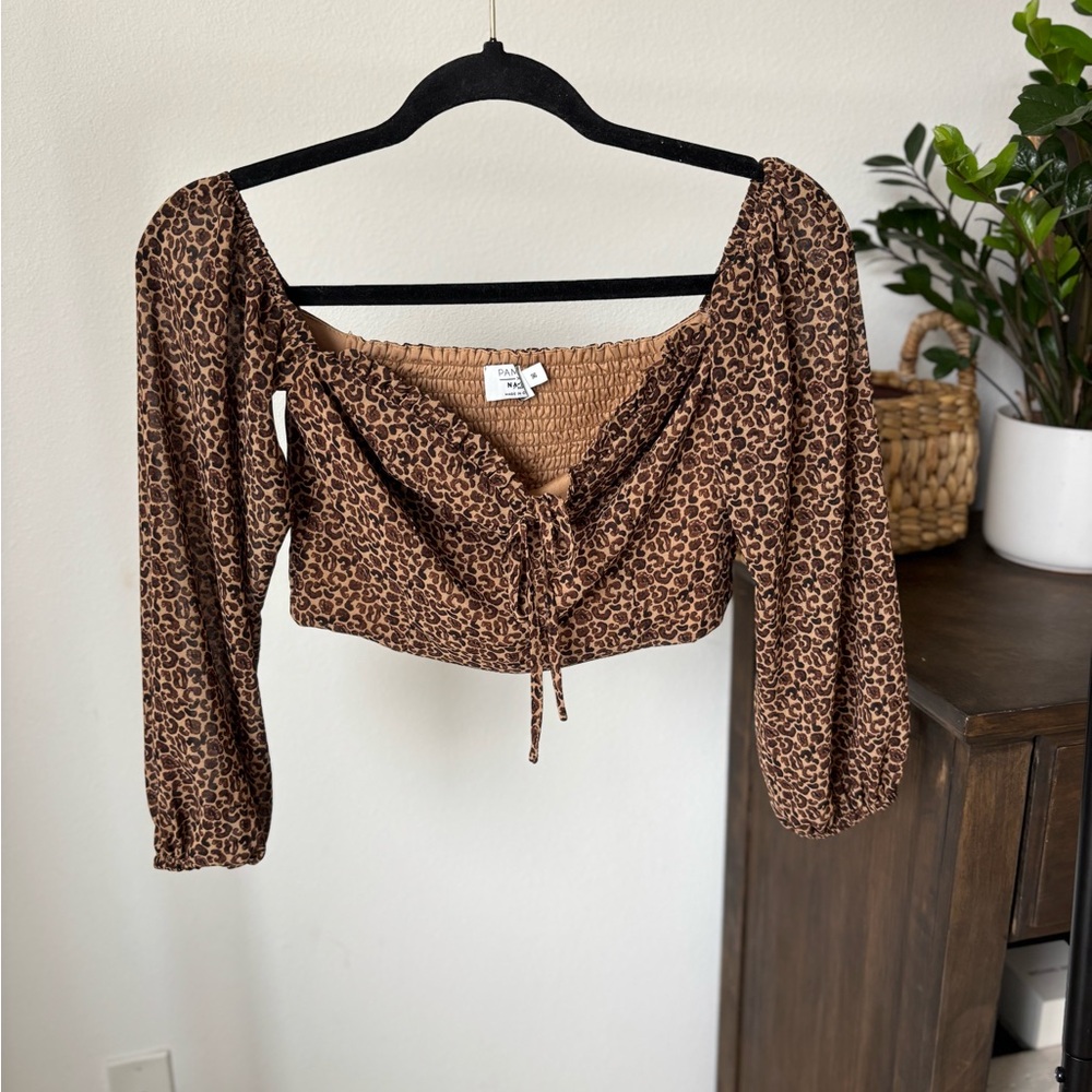Leopard Print Off-Shoulder Crop Top